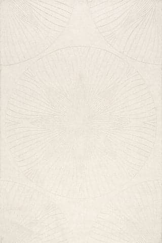 Isolated view of Ivory Rectangle Stillpoint Radiating Pattern Wool Rug, showcasing its design