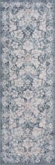 Isolated view of Dark Blue Runner Kinice Traditional Floral Washable Rug, showcasing its design