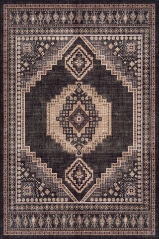 Isolated view of Brown Rectangle Mev Oriental and Persian Washable Rug, showcasing its design