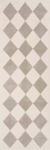 Isolated view of Cream/Grey Runner Mynra Diamond Plush Textured Washable Rug, showcasing its design