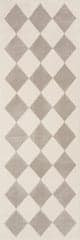 Isolated view of Cream/Grey Runner Mynra Diamond Plush Textured Washable Rug, showcasing its design