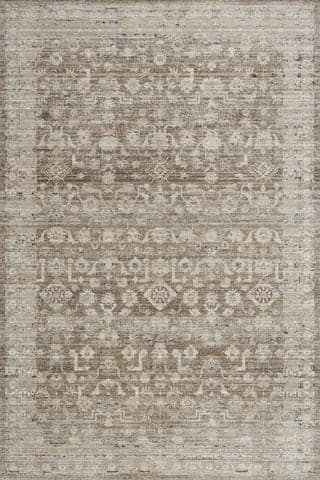 Isolated view of Brown Rectangle Maelira Traditional Woven Floral Washable Rug, showcasing its design