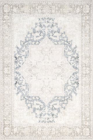 Isolated view of Beige Rectangle Bethany Medallion Washable Rug, showcasing its design