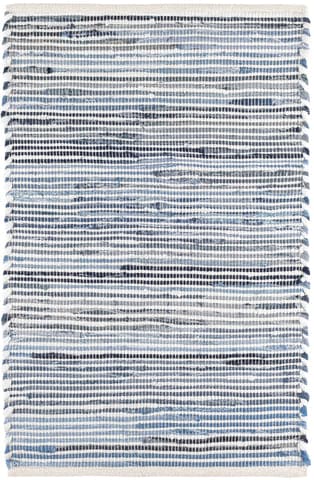 Denim Rag Ribbed Handwoven Cotton Rug | Blue