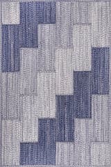 Isolated view of Blue Rectangle Dezzy Wool Ladder Rug, showcasing its design