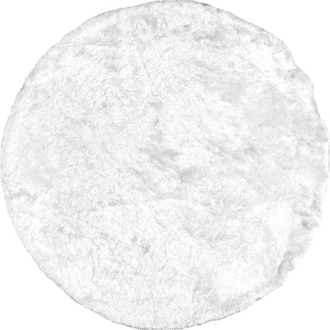 Isolated view of Pearl White Round Silky Shine Solid Shag Rug, showcasing its design