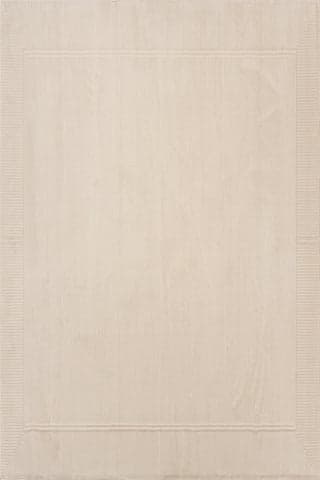 Isolated view of Cream Rectangle Tiera Bordered Plush Textured Washable Rug, showcasing its design