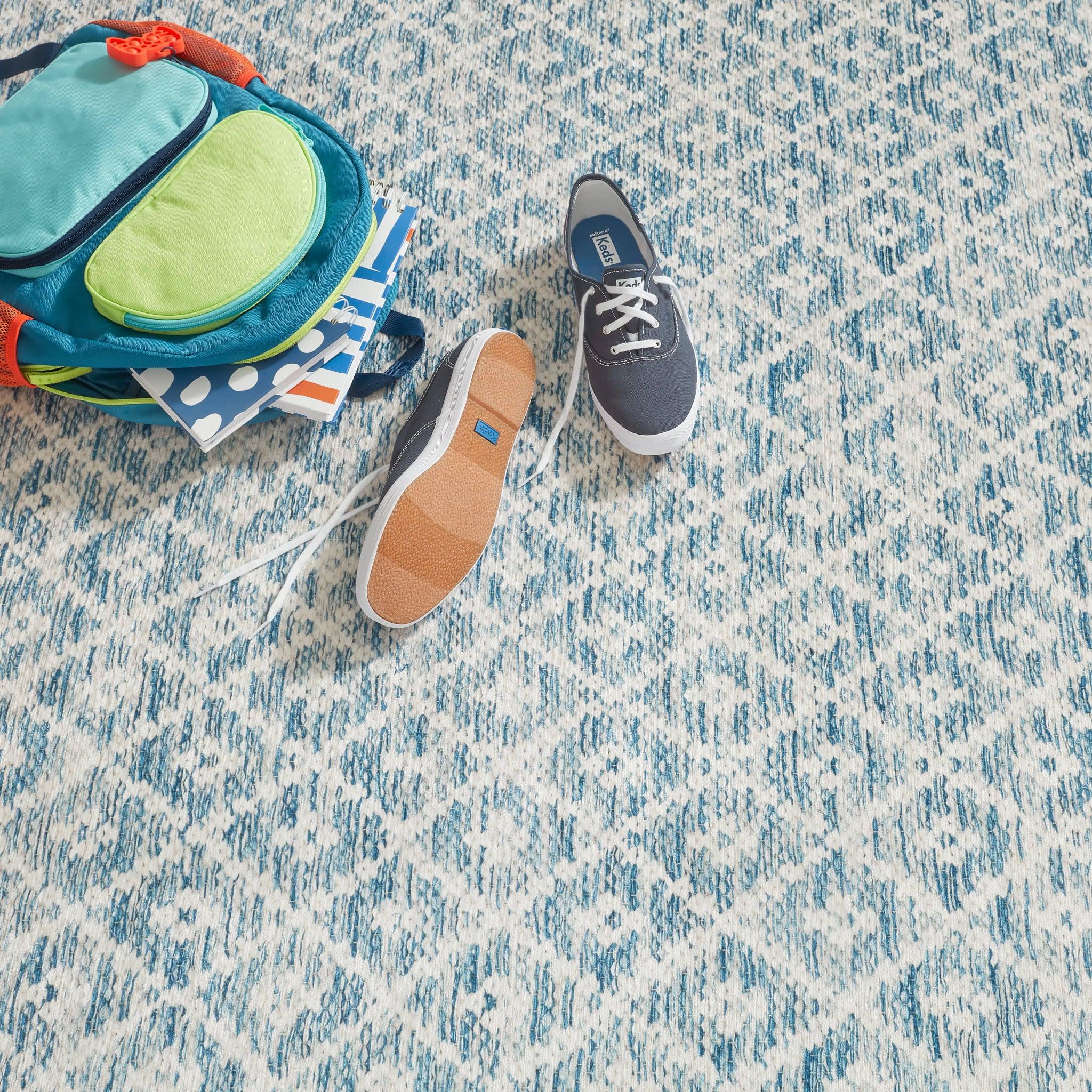 Melange Diamond Machine Washable Rug | Blue – Rugs USA