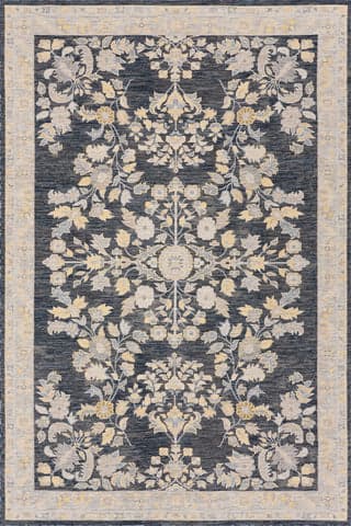 Isolated view of Navy Runner Lunaven Traditional Floral Indoor/Outdoor Rug, showcasing its design