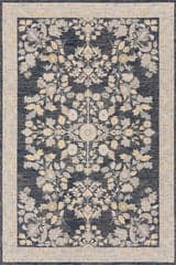 Isolated view of Navy Runner Lunaven Traditional Floral Indoor/Outdoor Rug, showcasing its design
