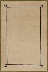Isolated view of Tan Rectangle Serge Bordered Wool Cozy Rug, showcasing its design