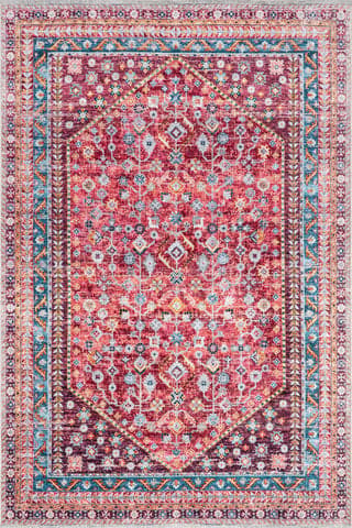 Isolated view of Pink Rectangle Sunsari Geometric Washable Rug, showcasing its design