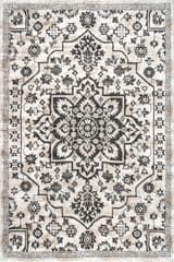 Isolated view of Grey Rectangle Francine Blooming Medallion Rug, showcasing its design