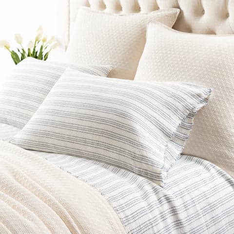 Lush Linen Stripe Pillowcases | Slate Blue