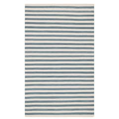 Ladder Stripe Handwoven Wool Rug | Blue/Ivory