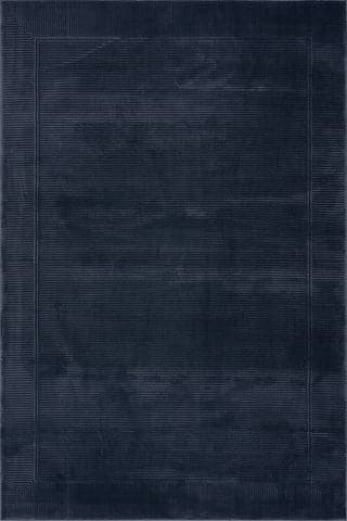 Isolated view of Blue Rectangle Tiera Bordered Plush Textured Washable Rug, showcasing its design