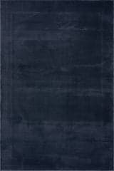 Isolated view of Blue Rectangle Tiera Bordered Plush Textured Washable Rug, showcasing its design
