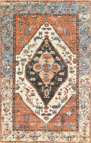Isolated view of Orange Rectangle Faded Medallion Rug, showcasing its design