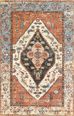 Isolated view of Orange Rectangle Faded Medallion Rug, showcasing its design