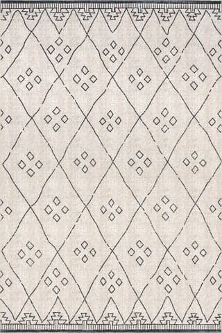 Isolated view of Ivory Rectangle Magdalena Diamond Geometric Rug, showcasing its design