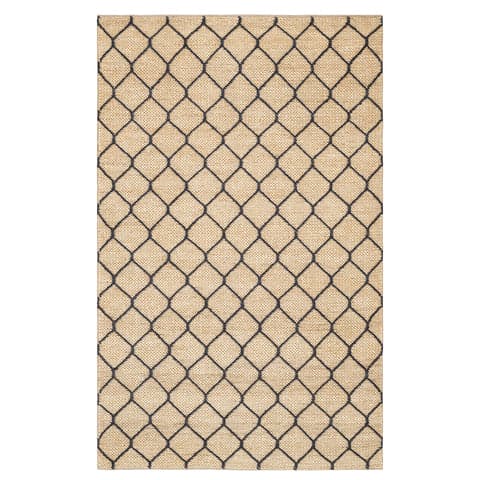 Tiles Handwoven Jute Rug | Navy