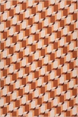 Isolated view of Multicolor Rectangle Ember Check Mid-Century Washable Rug, showcasing its design