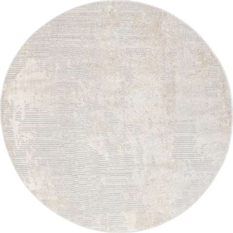 Isolated view of Light Grey Round Iris Textured Abstract Rug, showcasing its design