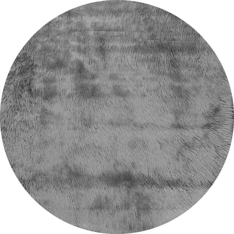 Isolated view of Grey Round Hermione Shag Rug, showcasing its design