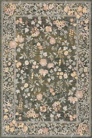 Isolated view of Green Runner Elizaya Transitional Floral Indoor/Outdoor Rug, showcasing its design