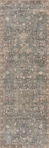 Isolated view of Green Runner Indray Traditional Floral and Paisley Rug, showcasing its design