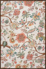 Isolated view of Multicolor Rectangle Amaia Floral Washable Rug, showcasing its design