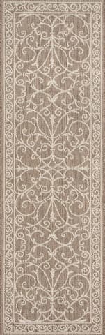 Isolated view of Taupe Runner Indoor/Outdoor Krem Rug, showcasing its design
