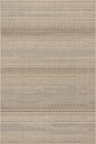Isolated view of Sand Rectangle Marza Bohemian Striped Indoor/Outdoor Rug, showcasing its design