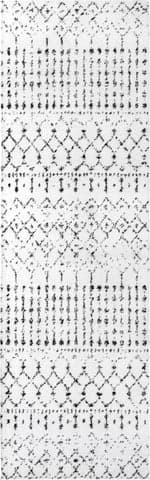 Isolated view of White and Black Runner Moroccan Trellis Rug, showcasing its design