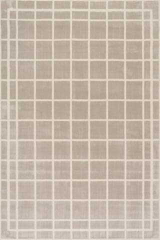 Isolated view of Cream/Grey Rectangle Zephyra Checkered Plush Textured Washable Rug, showcasing its design