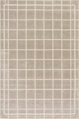 Isolated view of Cream/Grey Rectangle Zephyra Checkered Plush Textured Washable Rug, showcasing its design
