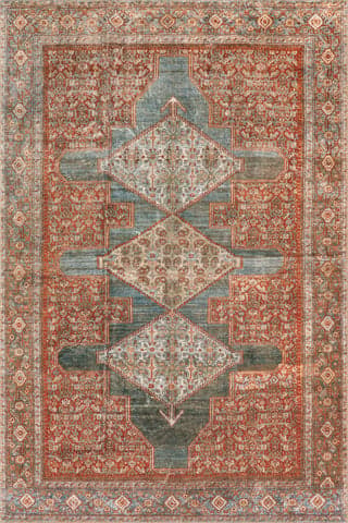 Isolated view of Multicolor Rectangle Muril Medallion Washable Rug, showcasing its design