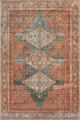 Isolated view of Multicolor Rectangle Muril Medallion Washable Rug, showcasing its design