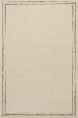 Isolated view of Ivory Rectangle Baina Modern Bordered Rug, showcasing its design