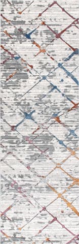Isolated view of Light Grey Runner Striated Abstract Rug, showcasing its design
