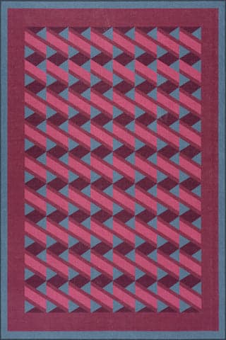 Isolated view of Purple Rectangle Magenta Ribbon Bordered Washable Rug, showcasing its design