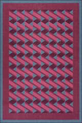 Isolated view of Purple Rectangle Magenta Ribbon Bordered Washable Rug, showcasing its design