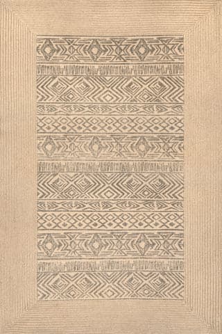 Isolated view of Natural Rectangle Braided Jute Tribal Rug, showcasing its design
