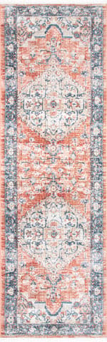 Isolated view of Rust Runner Plated Regal Medallion Rug, showcasing its design