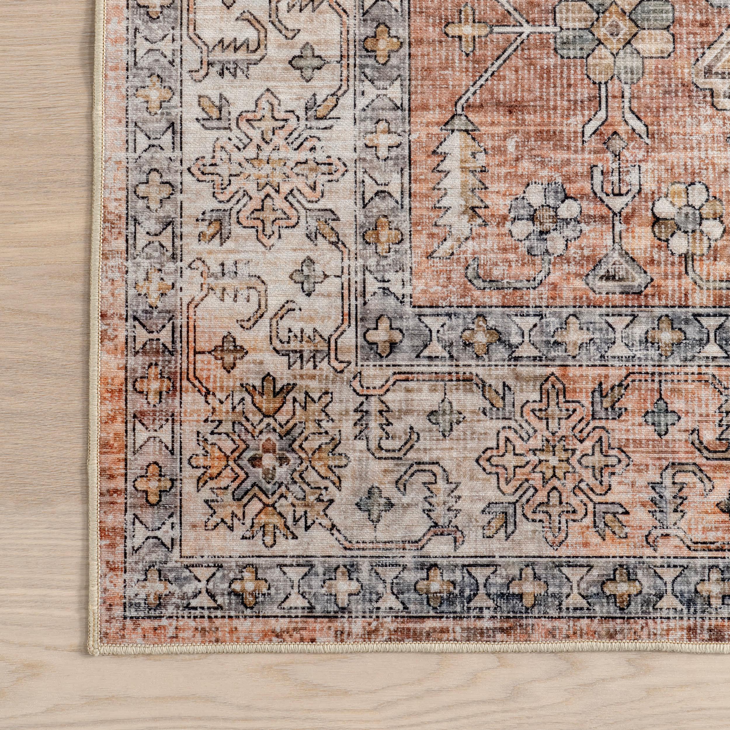 Yvette Spill Proof Washable Rug | Rust – Rugs USA