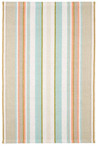 Daphne Stripe Handwoven Cotton Rug | Sky