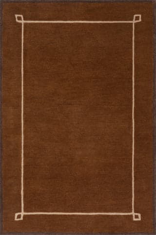 Isolated view of Golden Brown Rectangle Serge Bordered Wool Rug by Nate Berkus, showcasing its design