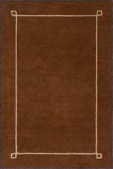 Isolated view of Golden Brown Rectangle Serge Bordered Wool Rug by Nate Berkus, showcasing its design