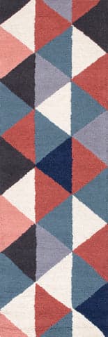 Isolated view of Multicolor Runner Dimensional Triangles Rug, showcasing its design