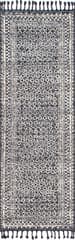 Isolated view of Grey Runner Checkered Diamonds Tassel Rug, showcasing its design
